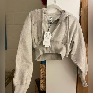 Zara | Tops | Nwt Kaia X Zara Hooded Sweatshirt In Gray Marl | Poshmark